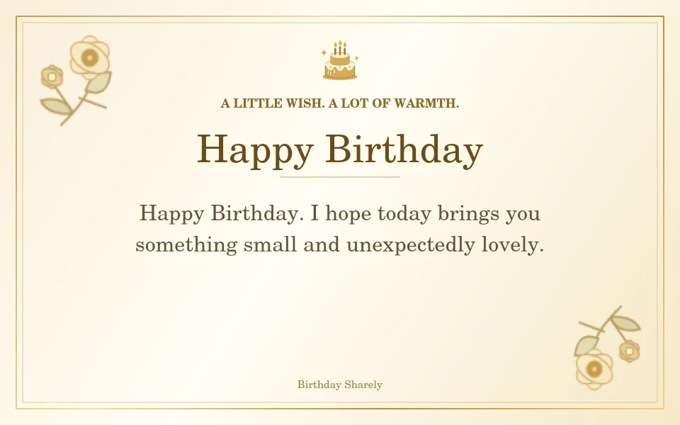Gold birthday card reading “Happy Birthday”.
